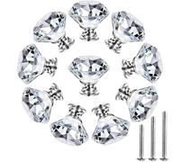 NORTHERN BROTHERS Cabinet Knobs - Crystal Dresser Knobs for Cabinets and Drawers 30mm- Diamond Glass Pulls Handles 10 Pack Silver