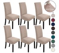 NORTHERN BROTHERS Chair Covers for Dining Room 6 Pack, Dining Table Chair Covers Set of 6, Dining Room Chair Slipcovers, Parson Chair Slipcover, Kitchen Chair Covers, Khaki, 4 UK (yitao kaqi 6)