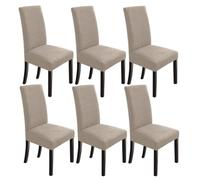 NORTHERN BROTHERS Chair Covers for Dining Room 6 Pack, Kitchen Chair Covers Protector for Dining Room（Taupe）
