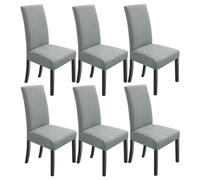 NORTHERN BROTHERS Chair Covers for Dining Room, 6 Pack Slipcovers, Light Grey, Stretch, Anti-Slip, Modern Style