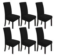 NORTHERN BROTHERS Dining Chair Covers Removable Washable Stretch 6 Pieces Included (Black)