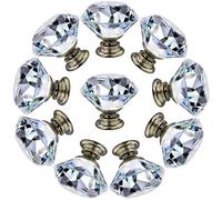 NORTHERN BROTHERS Dresser Drawer Knobs Cabinet Knobs 40mm Diamond Shaped Crystal Glass Knobs Pulls for Kitchen Wardrobe Cupboard (10 Pack, Bronze)