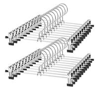 NORTHERN BROTHERS Pants Hangers with Clips Heavy Duty 20 Pack, Adjustable Metal Pants Hanger, Skirt Hangers with Clips Space Saving Hangers for Jeans