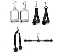 Northern Cable Attachments Package - Handles, Braided Rope & Straight Bar for Strength Training with Heavy-Duty Construction & Universal Compatibility for Home & Commercial Gyms