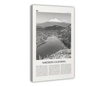 Northern California Black And White, USA City Travel Landscape Canvas Art Wall Decor Posters Home Bar Restaurant Garage Cafe Logo Gift 20x30inch(50x75cm)