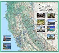 Northern California Pictorial Wall Map 100 x 88 cm - Laminated