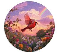 Northern Cardinal 1000 Piece Round Puzzle Easy Starter For Beginners Relaxing Hobby Bird Ideal for Weekend Fun Learning Present 1000pcs (67.5x67.5cm)
