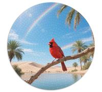 Northern Cardinal 1000 Piece Round Puzzle For Mind Training Family Inclusion Fine Motor Skills Team Building Bird Game Night Gathering Centrepiece 1000pcs (67.5x67.5cm)