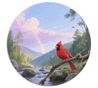 Northern Cardinal 1000 Piece Round Puzzle Logic-Driven Game Young Thinkers Educational Purpose Bird Home Learning Station Puzzle Shelf 1000pcs (67.5x67.5cm)