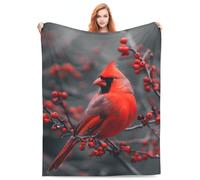 Northern Cardinal Blanket Gifts for Women Red Birds Berries Flannel Throw Blankets Soft Comfy Lightweight for Home Decor Couch Bed Sofa 50x40 Inches, Black1