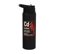 Northern Cardinal Cd Element Atomic Mass One Red Flash Stainless Steel Insulated Water Bottle