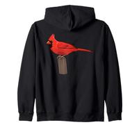 Northern Cardinal sitting on a Tree Cute Tropical Bird Zip Hoodie