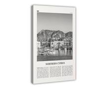 Northern Cyprus Black And White City Travel Landscape Canvas Wall Art Posters And Prints Room Aesthetic Bedroom Office Decor 16x24inch(40x60cm)