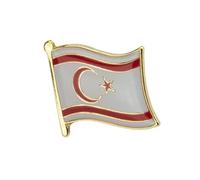 Northern Cyprus National Flag Enamel Lapel Pin Badge - Turkish Republic of Northern Cyprus TRNC Symbol - Premium Metal Accessory with Secure Clasp - Size: 1.6cm x 1.9cm