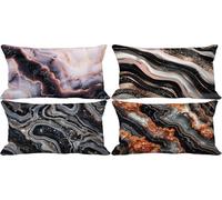Northern Europe Cushion Covers 40 x 70 Marble Outdoor Cushions Soft Set of 4 Rectangle Decorative Pillows with Smooth Invisible Zip for Livingroom Summer Outdoor Patio Garden Bench Home Decor 7g-10S
