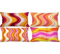 Northern Europe Cushion Covers 40 x 70 Stripe Outdoor Cushions Soft Set of 4 Rectangle Decorative Pillows with Smooth Invisible Zip for Livingroom Summer Outdoor Patio Garden Bench Home Decor 1c-25Y