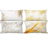Northern Europe Cushion Covers 40x70 Modern And Simple Outdoor Cushions Waterproof Linen Set of 4 Rectangle Decorative Pillows with Smooth Invisible Zip for Livingroom Outdoor Patio Garden Bench 6s-3G