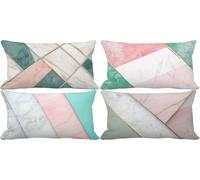 Northern Europe Cushion Covers 50 x 70 Geometry Outdoor Cushions Waterproof Linen Set of 4 Rectangle Decorative Pillows with Smooth Invisible Zip for Livingroom Summer Outdoor Patio Garden Bench 2g-5W