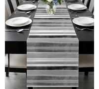 Northern Europe Table Runner 13x120 Inches Long Grey Vintage Stripes Cotton Linen Table Runner Burlap Style for Dinner Table Party Decor Tabletop Decorations