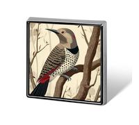 Northern Flicker Bird Fasion Badge Pin Brooch Button Square Shaped Decor for Hat Backpacks 0.7 Inch