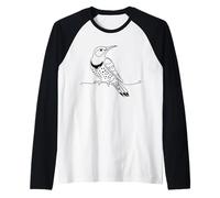 Northern Flicker Line Art Birdwatcher Raglan Baseball Tee