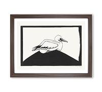 Northern Gannet By Samuel De Mesquita Classic Painting Framed Wall Art Print, Ready to Hang Picture for Living Room Bedroom Home Office Décor, Walnut A3 (46 x 34 cm)