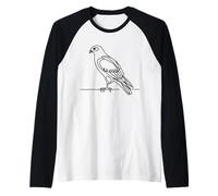 Northern Harrier Line Art Birdwatcher Raglan Baseball Tee