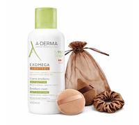 Northern Heights Dry & Sensitive Skin Care Bundle - A-Derma Exomega Control Emollient Cream 400ml with Cleansing Pad & Satin Scrunchie