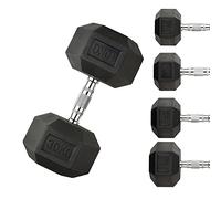 Dumbbells Set Heavy Weights Hex Dumbell Set Hexagonal Rubber Dumbbell with Metal Handles Anti-Rolling for Weight Lifting Bodybuilding Exercise Workout Strength Training Home Gym 2.5kg-30kg Pairs Sets