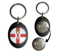 Northern Ireland Flag - Black Plastic Shopping Trolley £1 Coin Key Ring