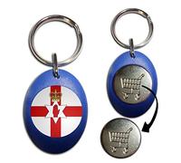 Northern Ireland Flag - Blue Plastic Shopping Trolley £1 Coin Key Ring