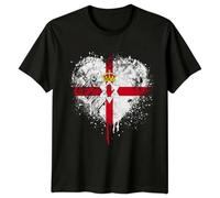 Northern Ireland Flag Heart Mens Graphic T-Shirt Ulster Banner Tee S Black