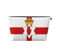 Northern Ireland Flag Leather Travel Makeup Bag-Waterproof Cosmetic Pouch | Waterproof Pu Leather. Smooth Zip. Lightweight.