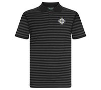 Northern Ireland Official Gift Mens Striped Polo Shirt Black Grey Marl Medium