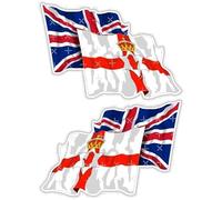 Northern Ireland-United Kingdom Flying Flag Pair, Ulster Banner & British Union Jack Waving Flag Combination Pair, StickersWorld 120mm (Approx. 4.7") Vinyl Stickers, Decals x2 (Left-Right)