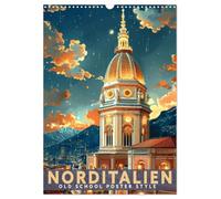 Northern Italy - Old School Poster Style UK-Version (Wall Calendar 2026 DIN A3 Portrait), CALVENDO 12 Month Wall Calendar