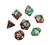 Northern Light Blended Red & Green Marbled DND Dice Set, 7 Piece Dice Set, Roll Playing Game Dice with Dice Bag