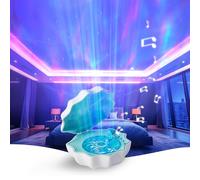 Northern Light Projector, Night Light with Built-in Bluetooth Speaker, White Noise, Shell Design for Room Decor/Gift for Kids/Party/Music/Relaxation/Birthday (Blue)