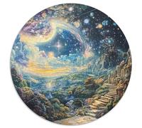 Northern Lights 1000 Piece Animation Round Jigsaw Puzzles 100% Recycled Cardboard Beautiful Decoration for Adults And Kids 1000pcs (67.5x67.5cm)