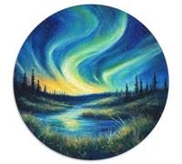 Northern Lights 1000 Piece Animation Round Jigsaw Puzzles Colourful Beautiful Decoration for Adults And Kids 1000pcs (67.5x67.5cm)