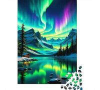 Northern Lights 1000 Piece Jigsaw Puzzle Paper for Adults Mountain Lake Scene Relaxing Family Game Gift 38x26cm/1000pcs