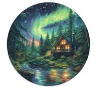 Northern Lights 1000 Pieces Animation Round Jigsaw Puzzles Impossible Puzzle Educational Games for Adults And Kids 1000pcs (67.5x67.5cm)