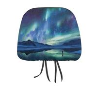 Northern Lights 2 PCS Car Headrest Cover Universal Headrest Covers Soft Breathable Car Head Rest Covers Set Elastic Head Rest Protector Auto Seat Cover Vehicle Accessories for Cars, Truck, Suv, Van