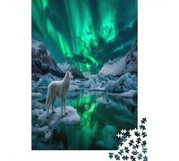 Northern Lights 38x26cm/1000pcs Erwachsenenpuzzle - A White Arctic Wolf Erwachsenenpuzzle DIY-Puzzlespielzeug