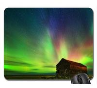 northern lights above a stone barn in iceland Mouse Pad, Mousepad (Forces of Nature Mouse Pad)