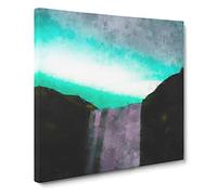 Northern Lights Above The Waterfall Vol.2 Canvas Print | Gallery Wrapped 30mm Frame Wall Art | 14x14 inches | Ready to Hang | Modern Landscape Picture | Living Room Bedroom Lounge Office