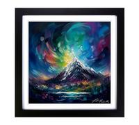 Northern Lights Abstract Art No.4 Framed Wall Art Print, Ready to Hang Picture for Living Room Bedroom Home Office, Black 18 x 18 Inch (45 x 45 cm)