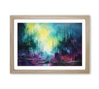 Northern Lights Abstract No.2 Framed Print | A2 Oak Framed Wall Art | Ready to Hang | Abstract Landscape Picture | Living Room Bedroom Lounge Office