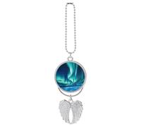 Northern Lights Angel Wings Car Hanging Ornament, Memorial Car Charms Pendant, Rearview Mirror Hanging Accessories for Women Men, Purse Charms for Handbags Backpack - Silver