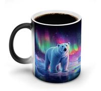 Northern Lights Arctic Bear Color Changing Coffee Cups Heat Sensitive Discoloration Mug Funny Gift for Women Men